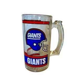 Vintage NFL New York Giants 12 oz Thumbprint Glass Beer Stein Mug